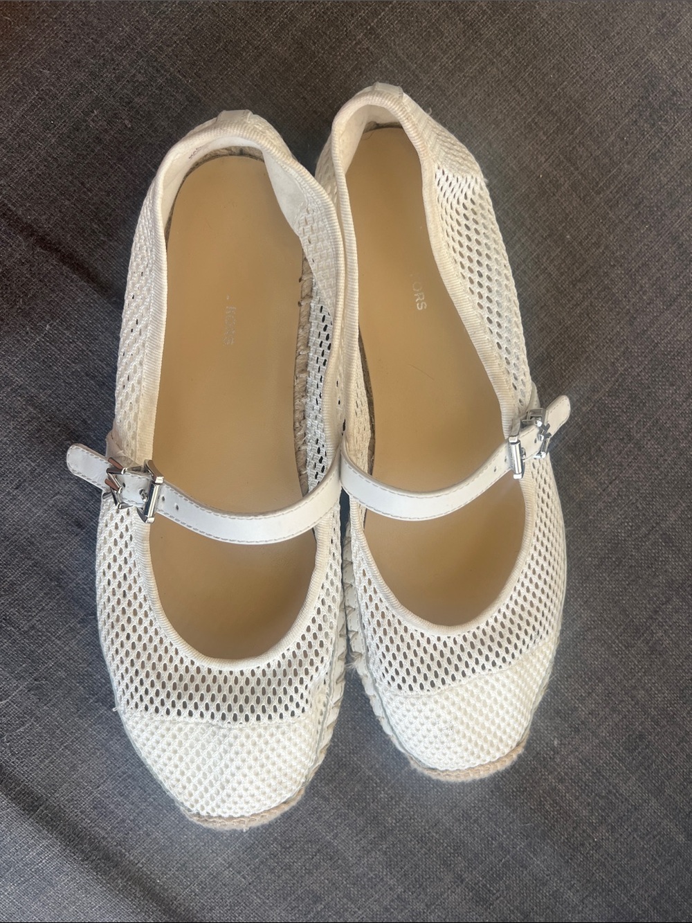 Michael Kors White Mesh Mary Jane Espadrille Flats - Women